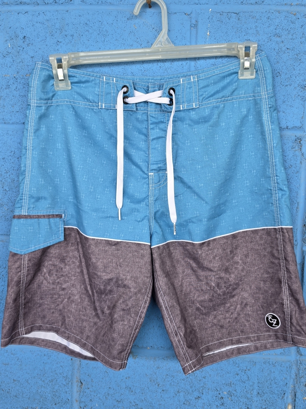 Ezekiel Board Shorts Mens 30 Blue Gray Swim Surf Beach Drawstring Pocket